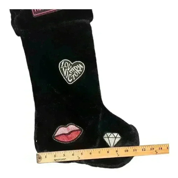 Victoria's Secret Black Faux Fur Holiday Stocking - Picture 6 of 6